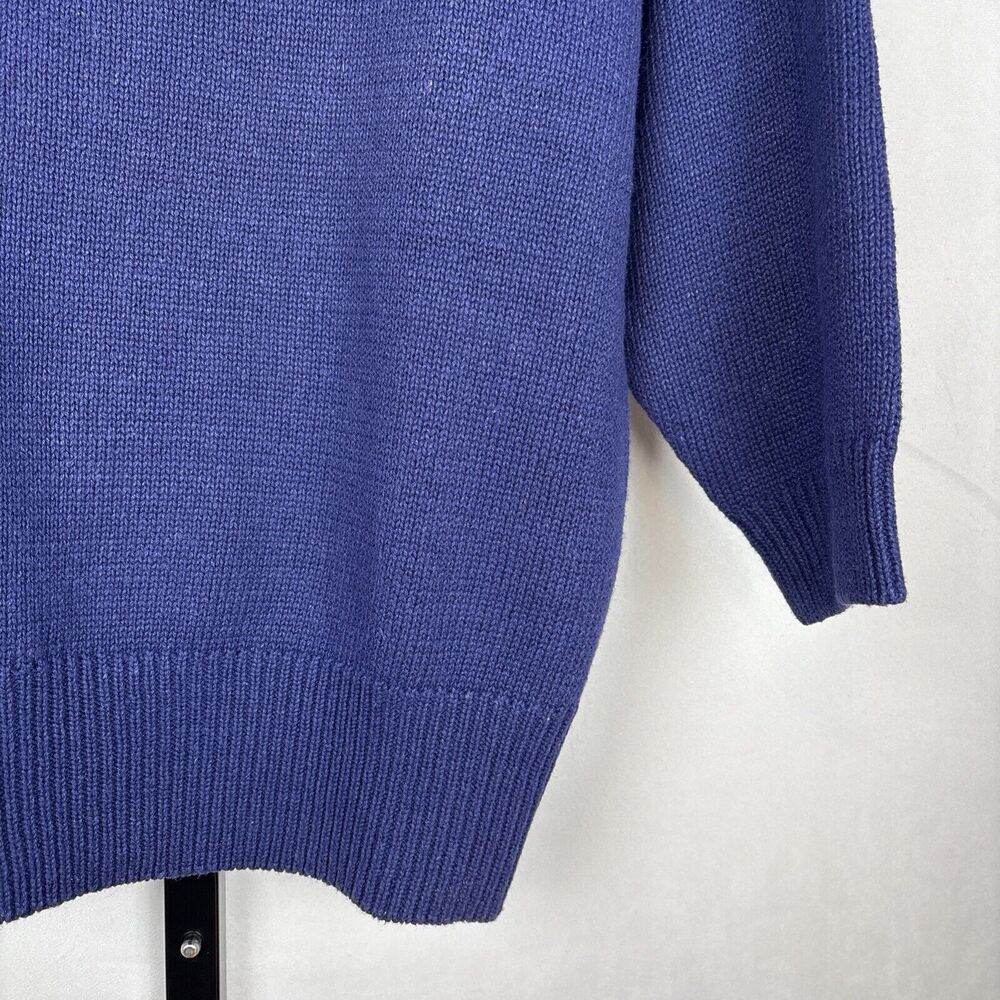 Vintage Mirrors of Krizia Sweater M Indigo Pullover Pearl Flower Shoulder Button - Picture 6 of 12